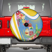 Aruba Spare Tire Cover Coat Of Arms With Tropical Flowers