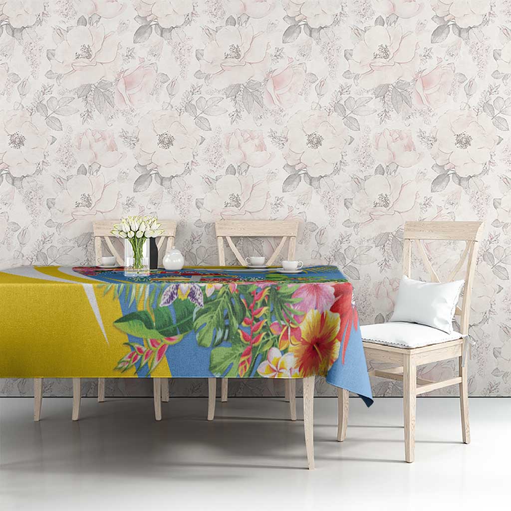 Aruba Tablecloth Coat Of Arms With Tropical Flowers