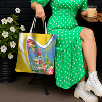 Aruba Tote Bag Coat Of Arms With Tropical Flowers