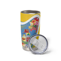 Aruba Tumbler Cup Coat Of Arms With Tropical Flowers