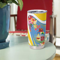 Aruba Tumbler Cup Coat Of Arms With Tropical Flowers