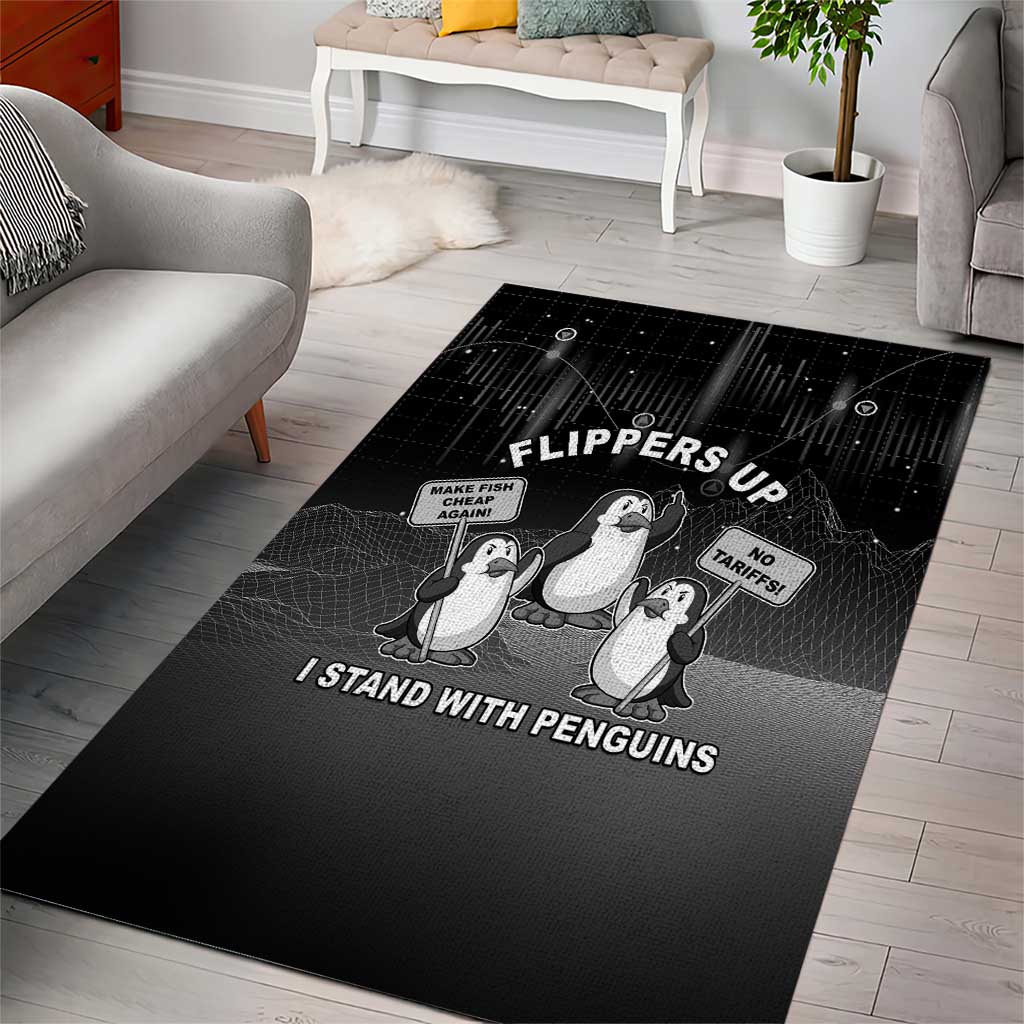 Funny Penguin Resist Area Rug Flippers Up I Stand With Penguins