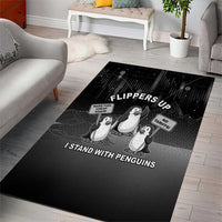 Funny Penguin Resist Area Rug Flippers Up I Stand With Penguins