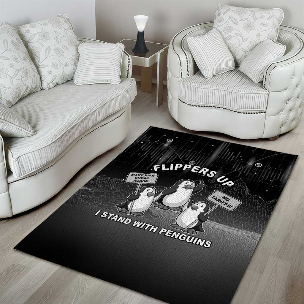 Funny Penguin Resist Area Rug Flippers Up I Stand With Penguins