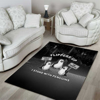 Funny Penguin Resist Area Rug Flippers Up I Stand With Penguins