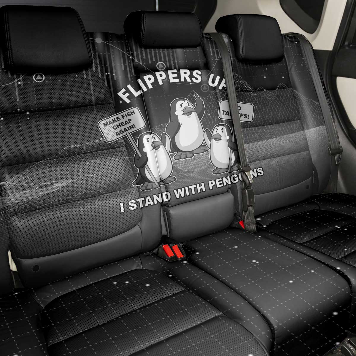 Funny Penguin Resist Back Car Seat Cover Flippers Up I Stand With Penguins