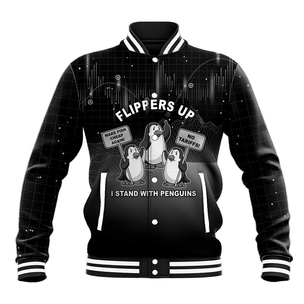 Funny Penguin Resist Baseball Jacket Flippers Up I Stand With Penguins