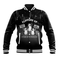 Funny Penguin Resist Baseball Jacket Flippers Up I Stand With Penguins