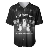 Funny Penguin Resist Baseball Jersey Flippers Up I Stand With Penguins