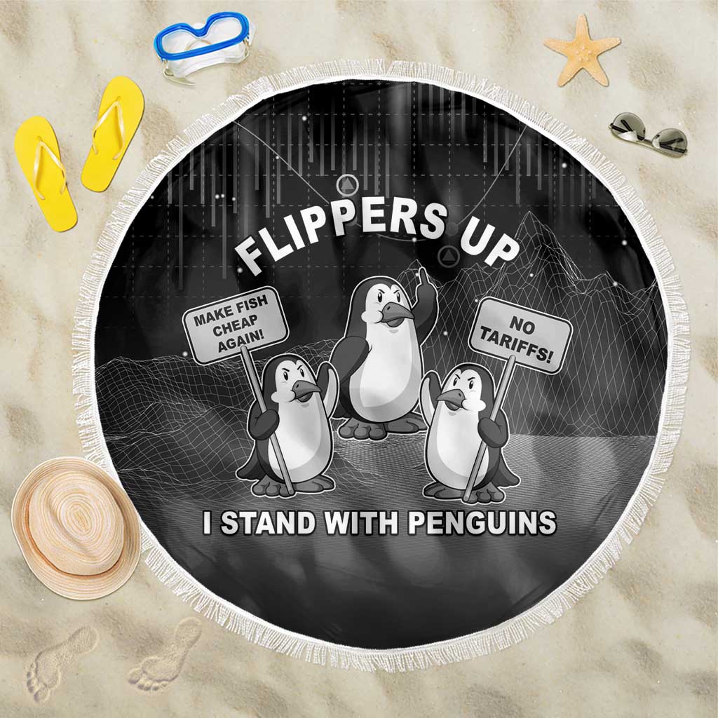 Funny Penguin Resist Beach Blanket Flippers Up I Stand With Penguins