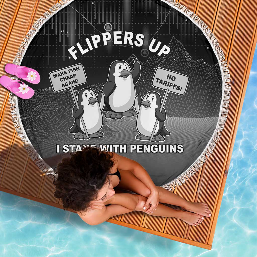 Funny Penguin Resist Beach Blanket Flippers Up I Stand With Penguins
