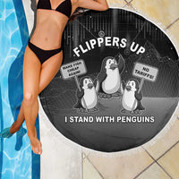 Funny Penguin Resist Beach Blanket Flippers Up I Stand With Penguins