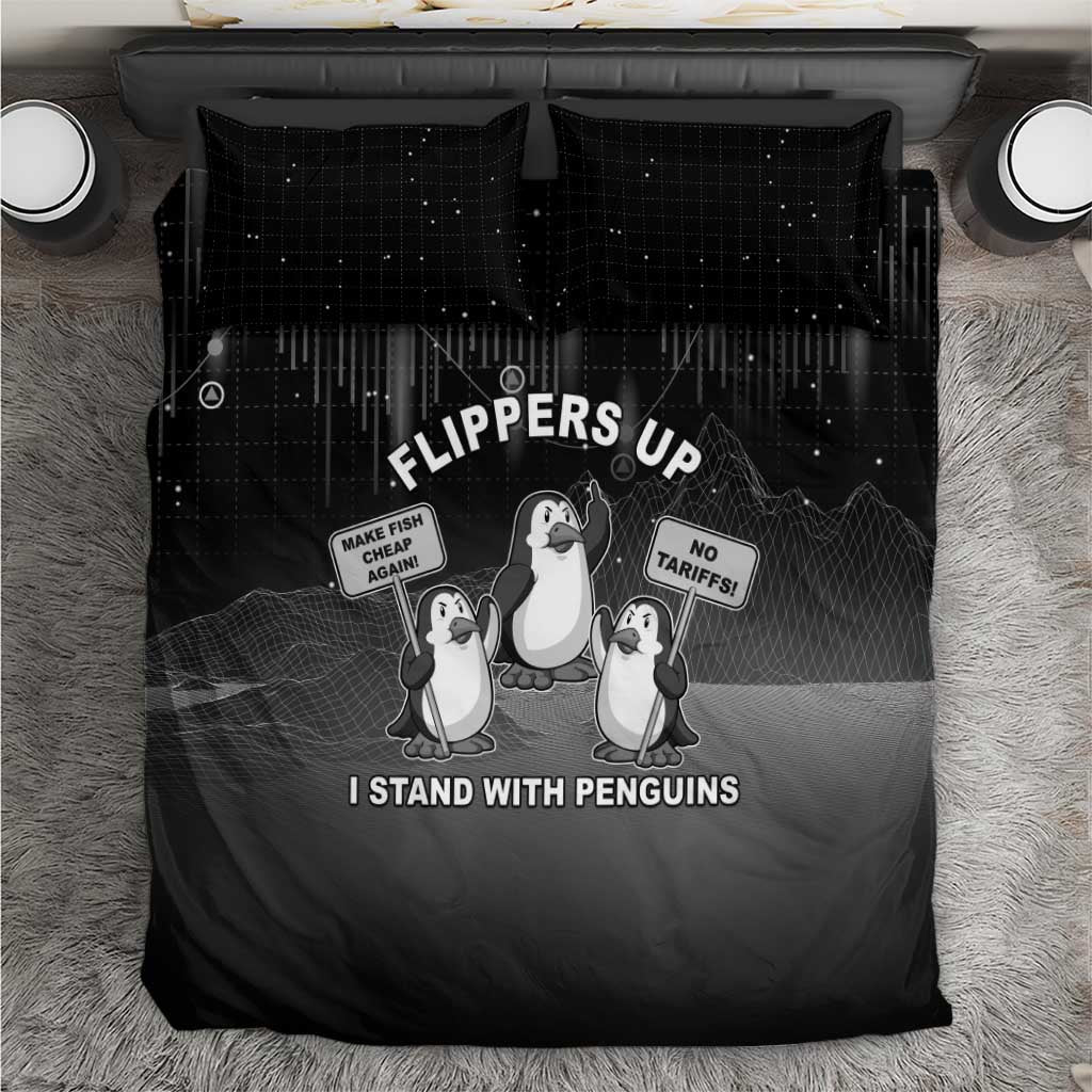 Funny Penguin Resist Bedding Set Flippers Up I Stand With Penguins