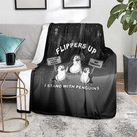 Funny Penguin Resist Blanket Flippers Up I Stand With Penguins