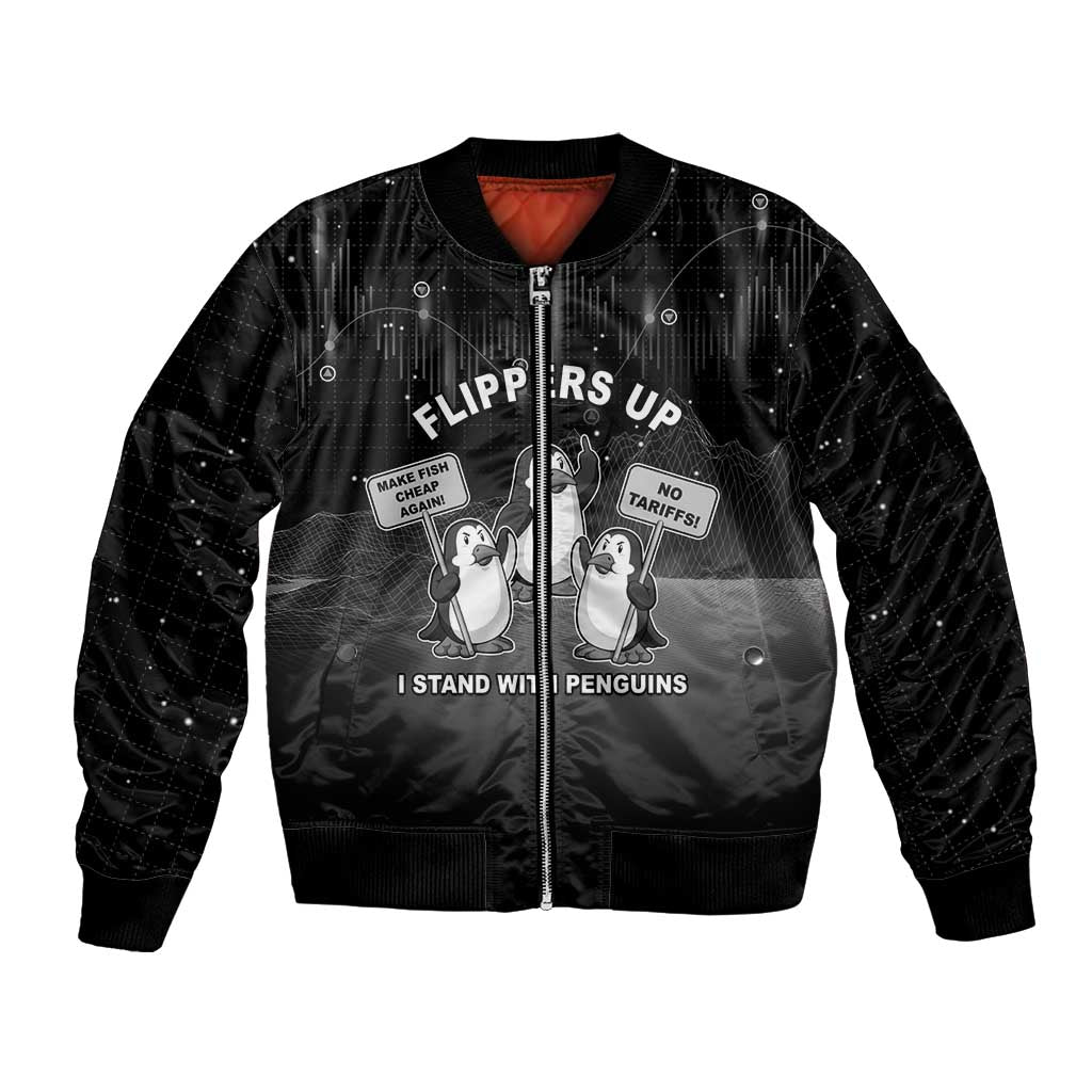 Funny Penguin Resist Bomber Jacket Flippers Up I Stand With Penguins