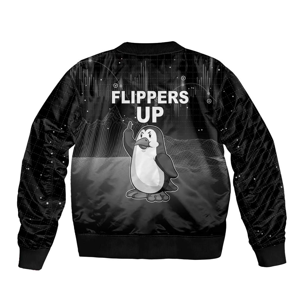 Funny Penguin Resist Bomber Jacket Flippers Up I Stand With Penguins