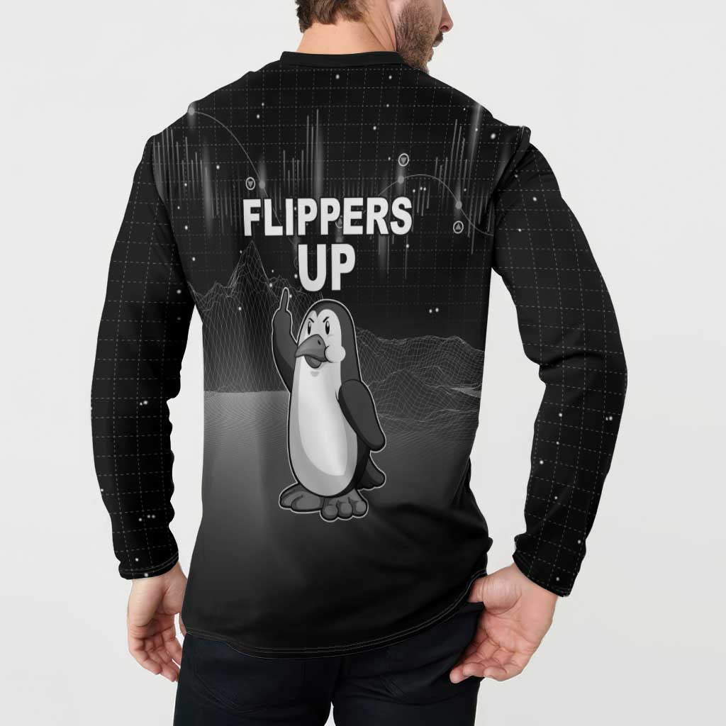 Funny Penguin Resist Button Sweatshirt Flippers Up I Stand With Penguins