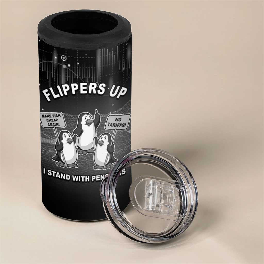 Funny Penguin Resist 4 in 1 Can Cooler Tumbler Flippers Up I Stand With Penguins