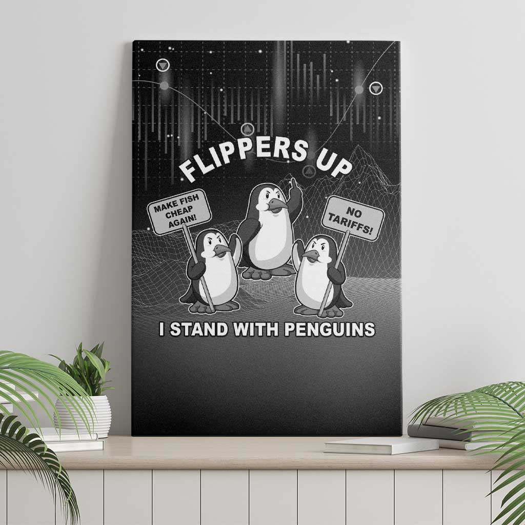 Funny Penguin Resist Canvas Wall Art Flippers Up I Stand With Penguins
