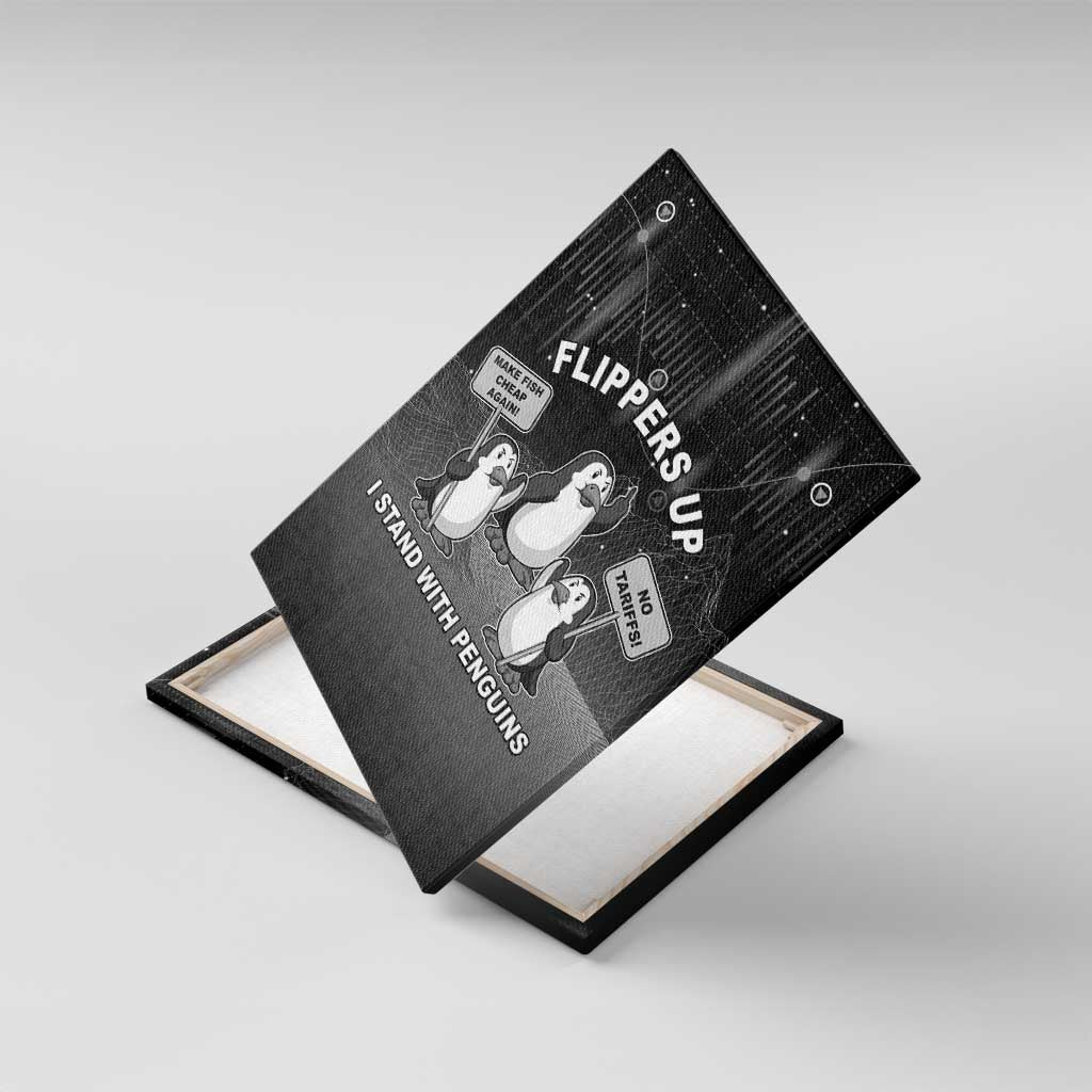 Funny Penguin Resist Canvas Wall Art Flippers Up I Stand With Penguins