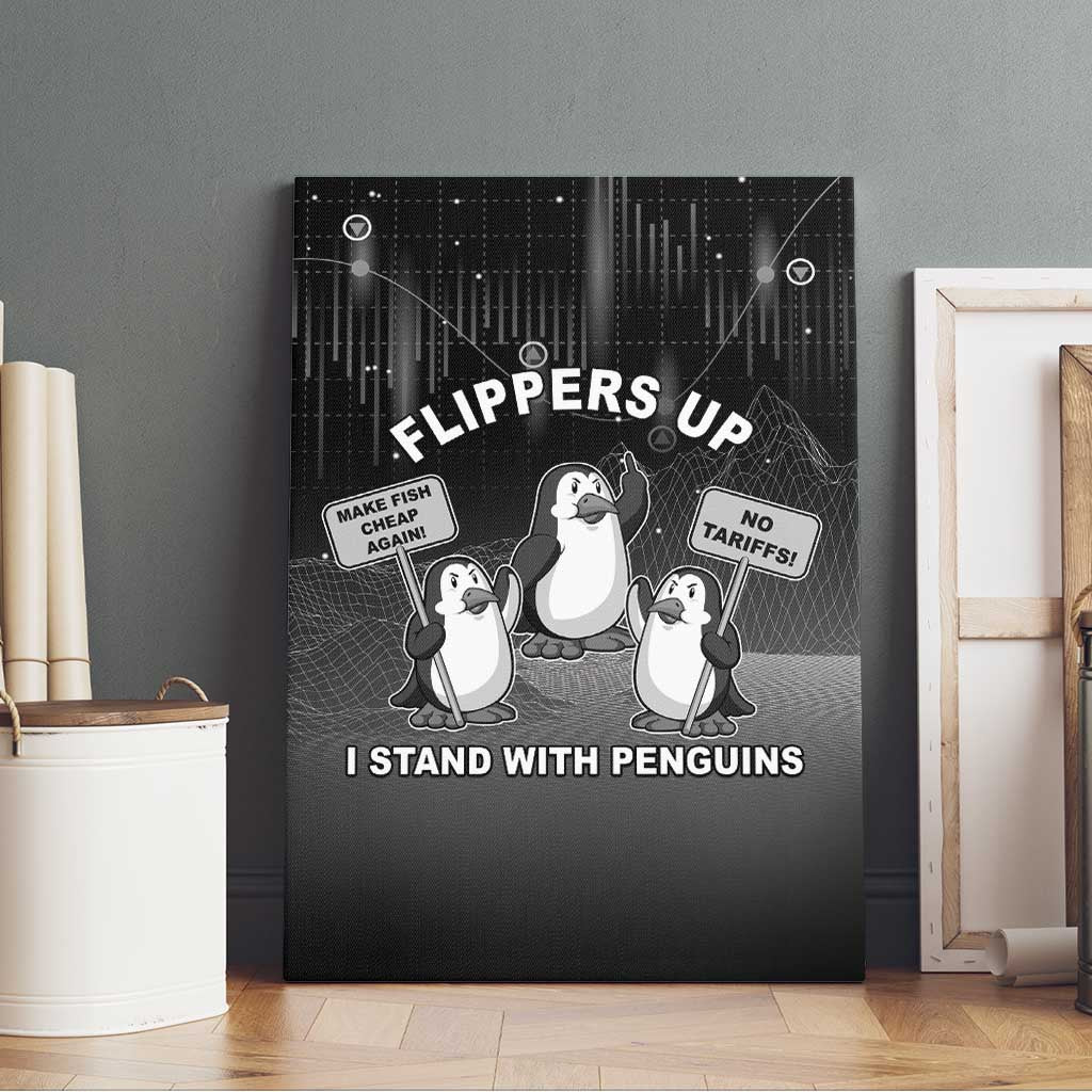 Funny Penguin Resist Canvas Wall Art Flippers Up I Stand With Penguins