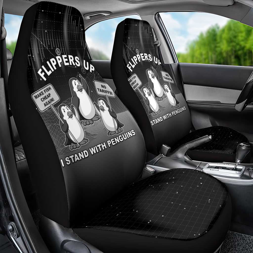 Funny Penguin Resist Car Seat Cover Flippers Up I Stand With Penguins