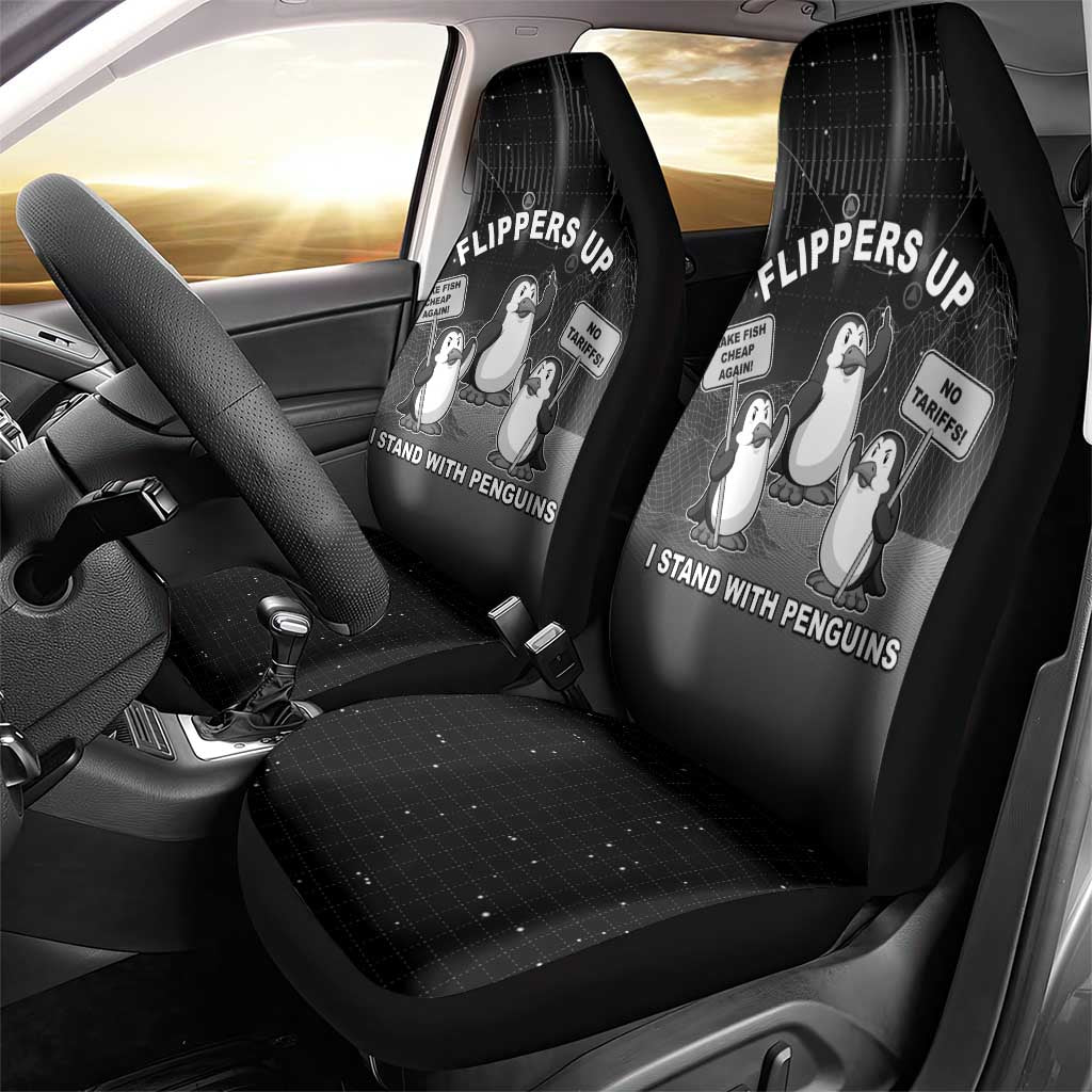 Funny Penguin Resist Car Seat Cover Flippers Up I Stand With Penguins