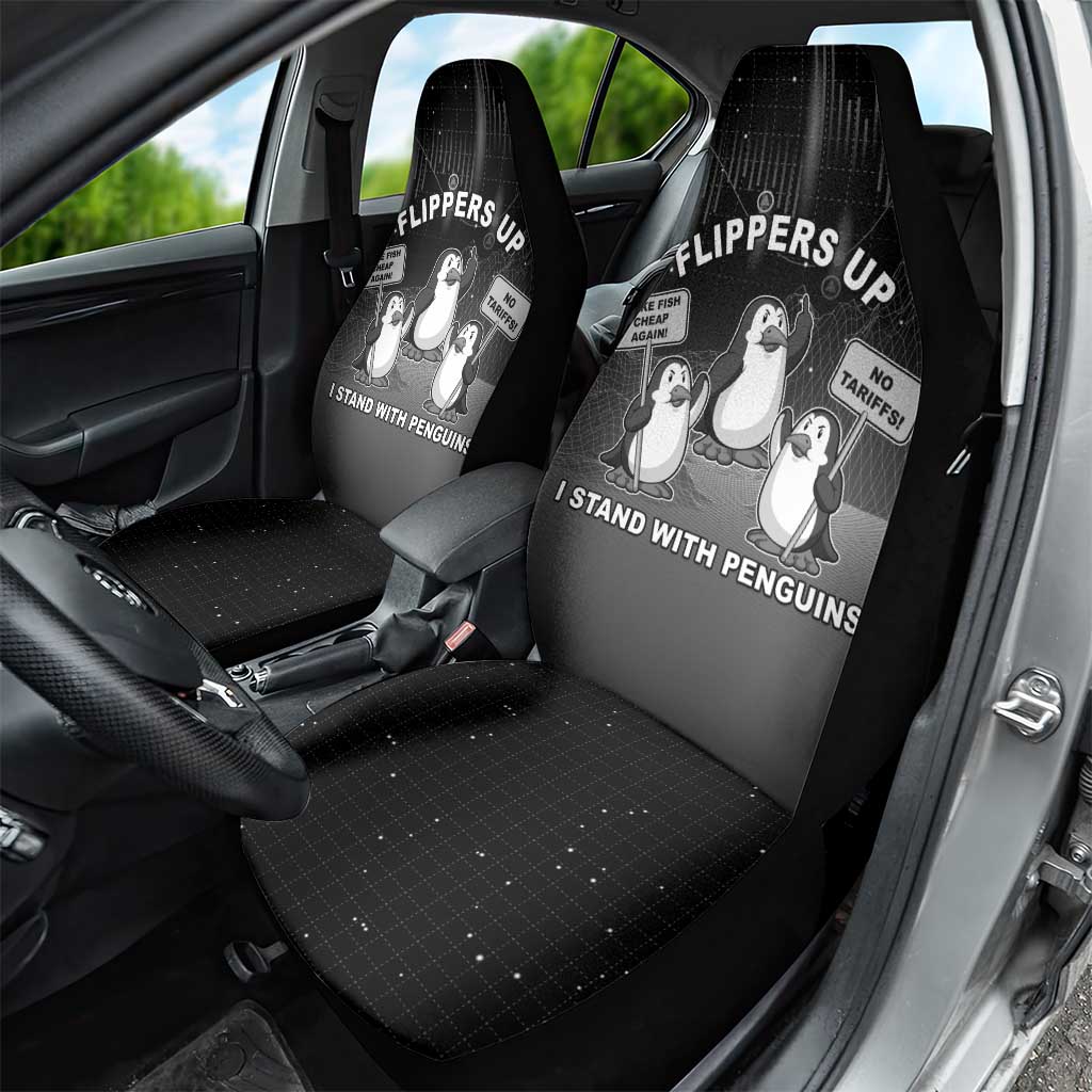 Funny Penguin Resist Car Seat Cover Flippers Up I Stand With Penguins