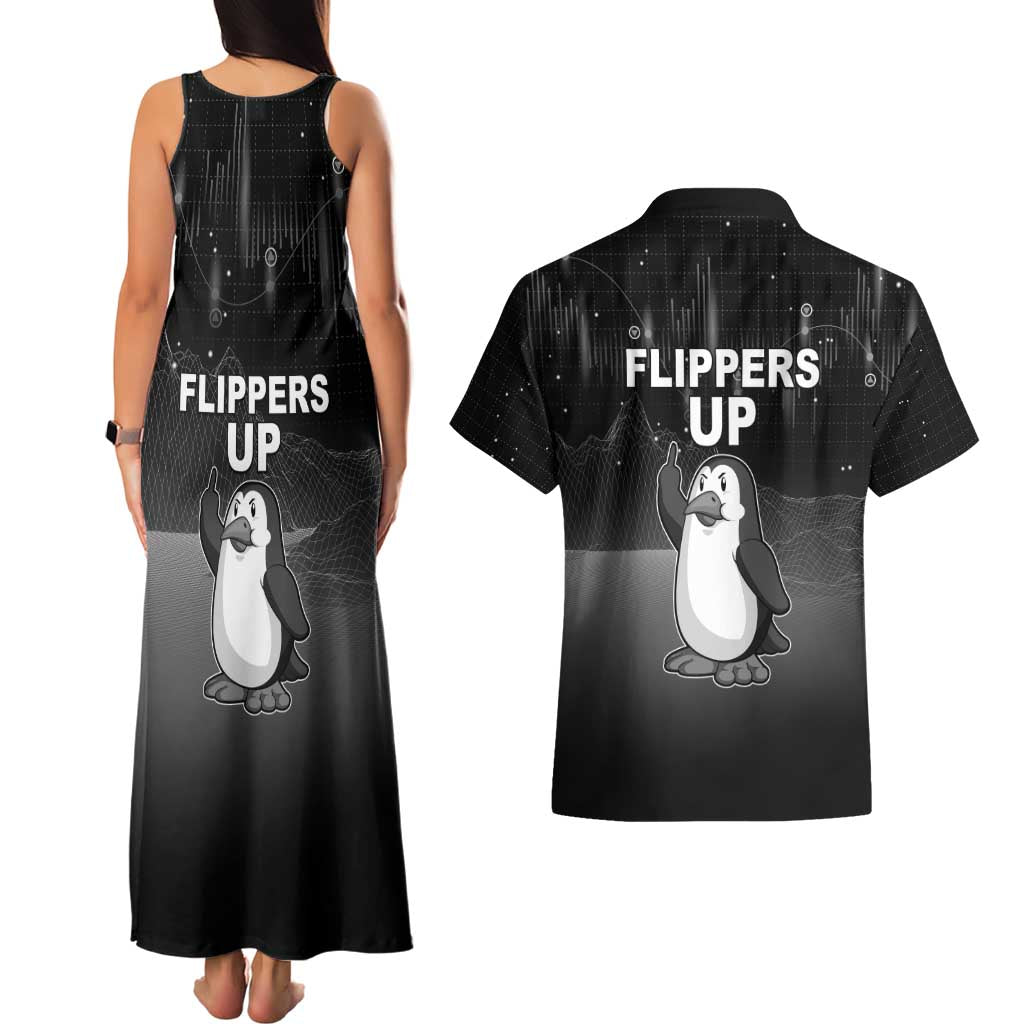 Funny Penguin Resist Couples Matching Tank Maxi Dress and Hawaiian Shirt Flippers Up I Stand With Penguins