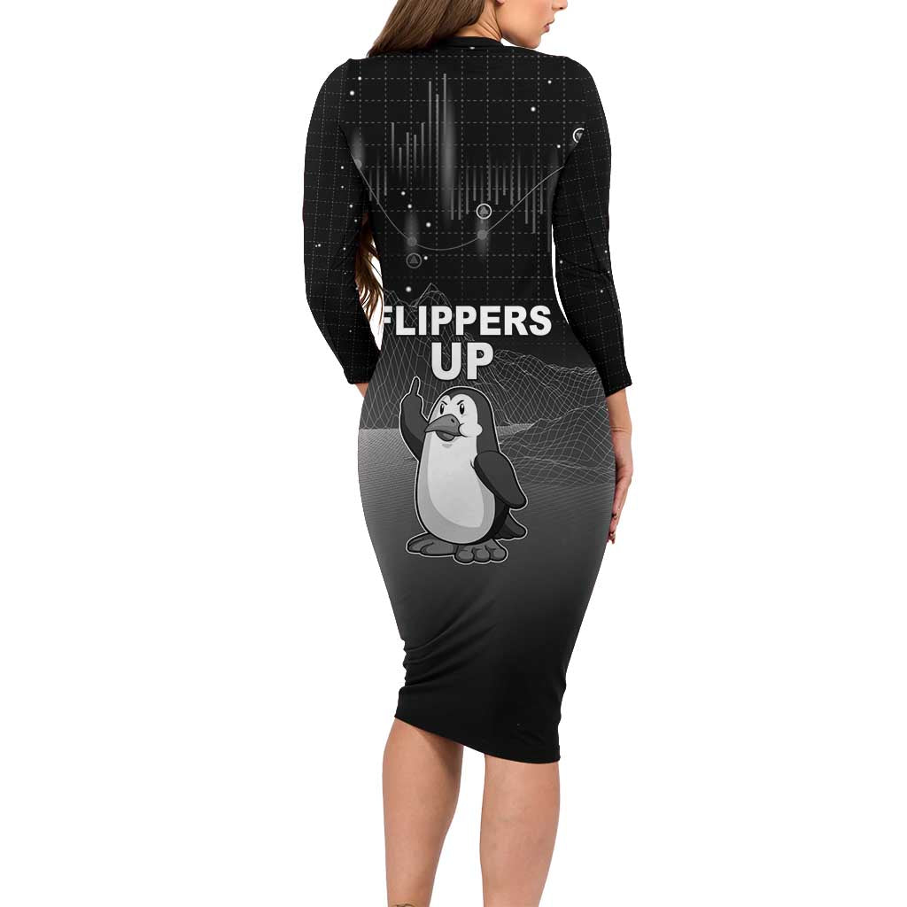 Funny Penguin Resist Family Matching Long Sleeve Bodycon Dress and Hawaiian Shirt Flippers Up I Stand With Penguins