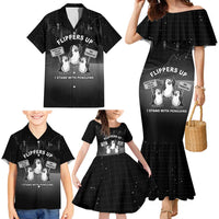 Funny Penguin Resist Family Matching Mermaid Dress and Hawaiian Shirt Flippers Up I Stand With Penguins