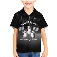 Funny Penguin Resist Family Matching Mermaid Dress and Hawaiian Shirt Flippers Up I Stand With Penguins