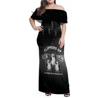 Funny Penguin Resist Family Matching Off Shoulder Maxi Dress and Hawaiian Shirt Flippers Up I Stand With Penguins