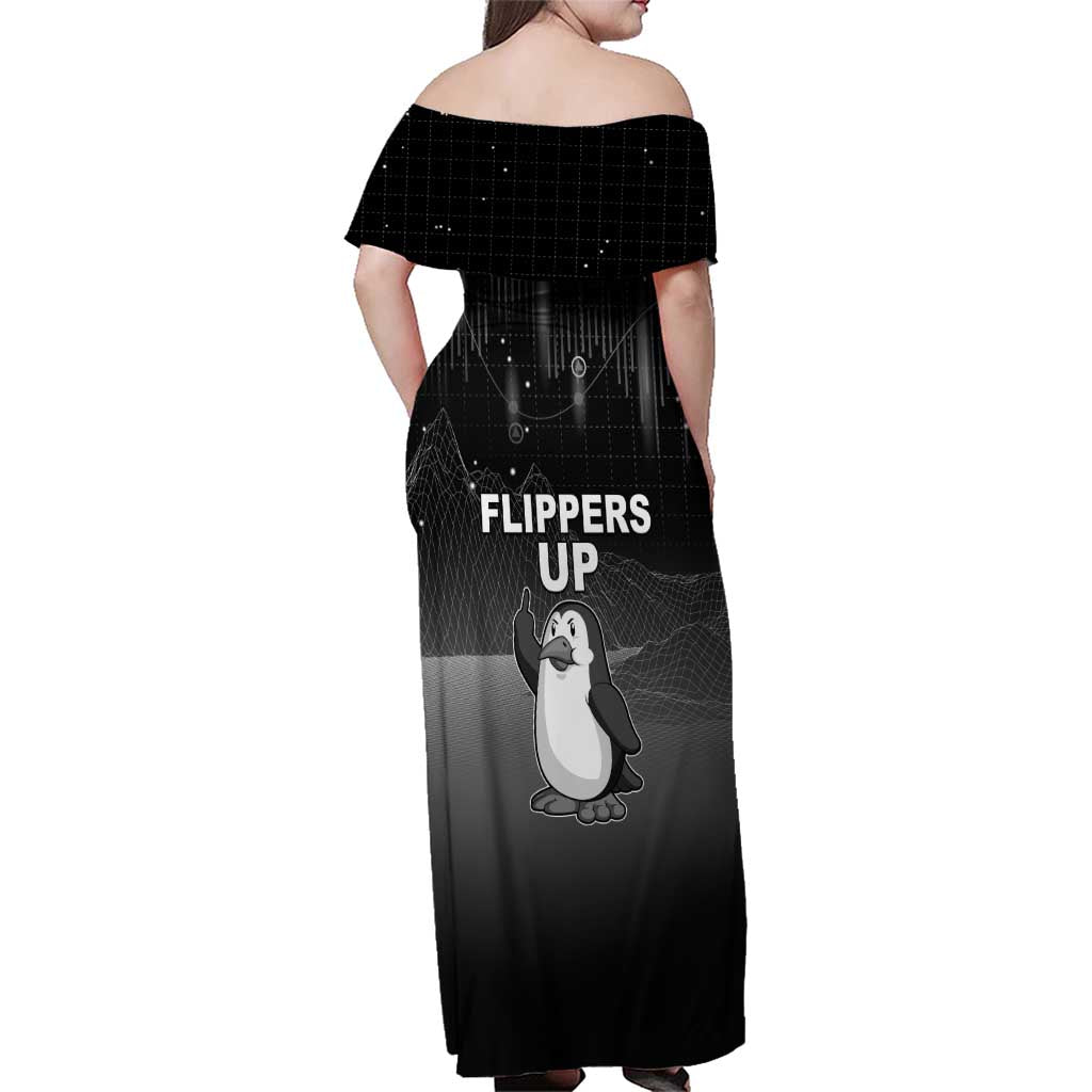 Funny Penguin Resist Family Matching Off Shoulder Maxi Dress and Hawaiian Shirt Flippers Up I Stand With Penguins
