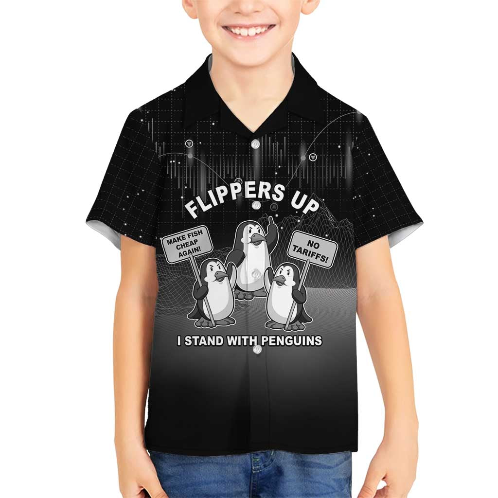 Funny Penguin Resist Family Matching Off Shoulder Short Dress and Hawaiian Shirt Flippers Up I Stand With Penguins