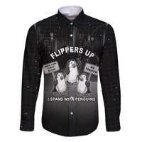 Funny Penguin Resist Family Matching Short Sleeve Bodycon Dress and Hawaiian Shirt Flippers Up I Stand With Penguins