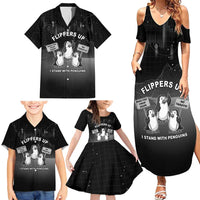 Funny Penguin Resist Family Matching Summer Maxi Dress and Hawaiian Shirt Flippers Up I Stand With Penguins
