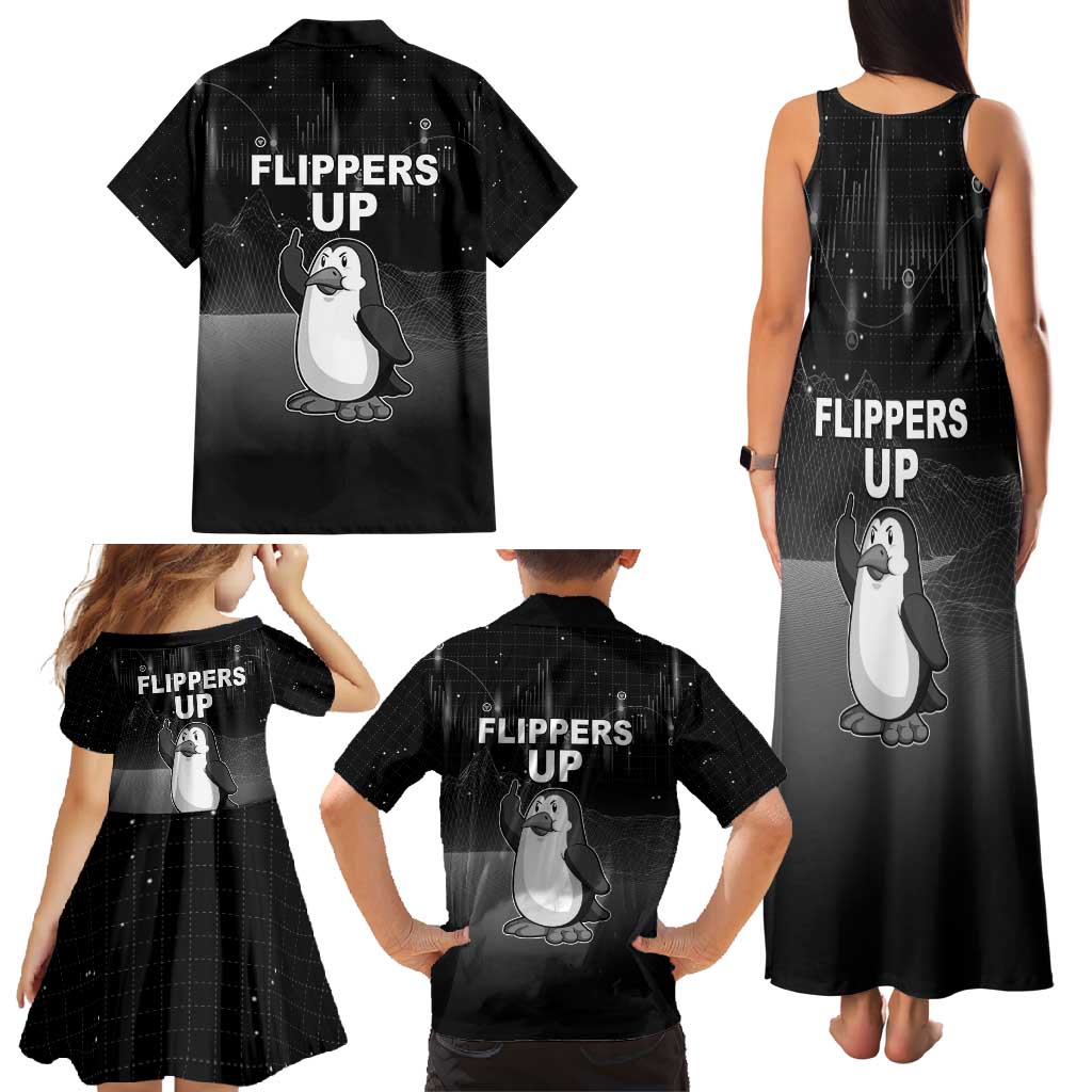 Funny Penguin Resist Family Matching Tank Maxi Dress and Hawaiian Shirt Flippers Up I Stand With Penguins