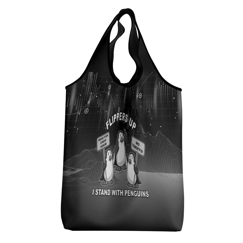 Funny Penguin Resist Grocery Bag Flippers Up I Stand With Penguins
