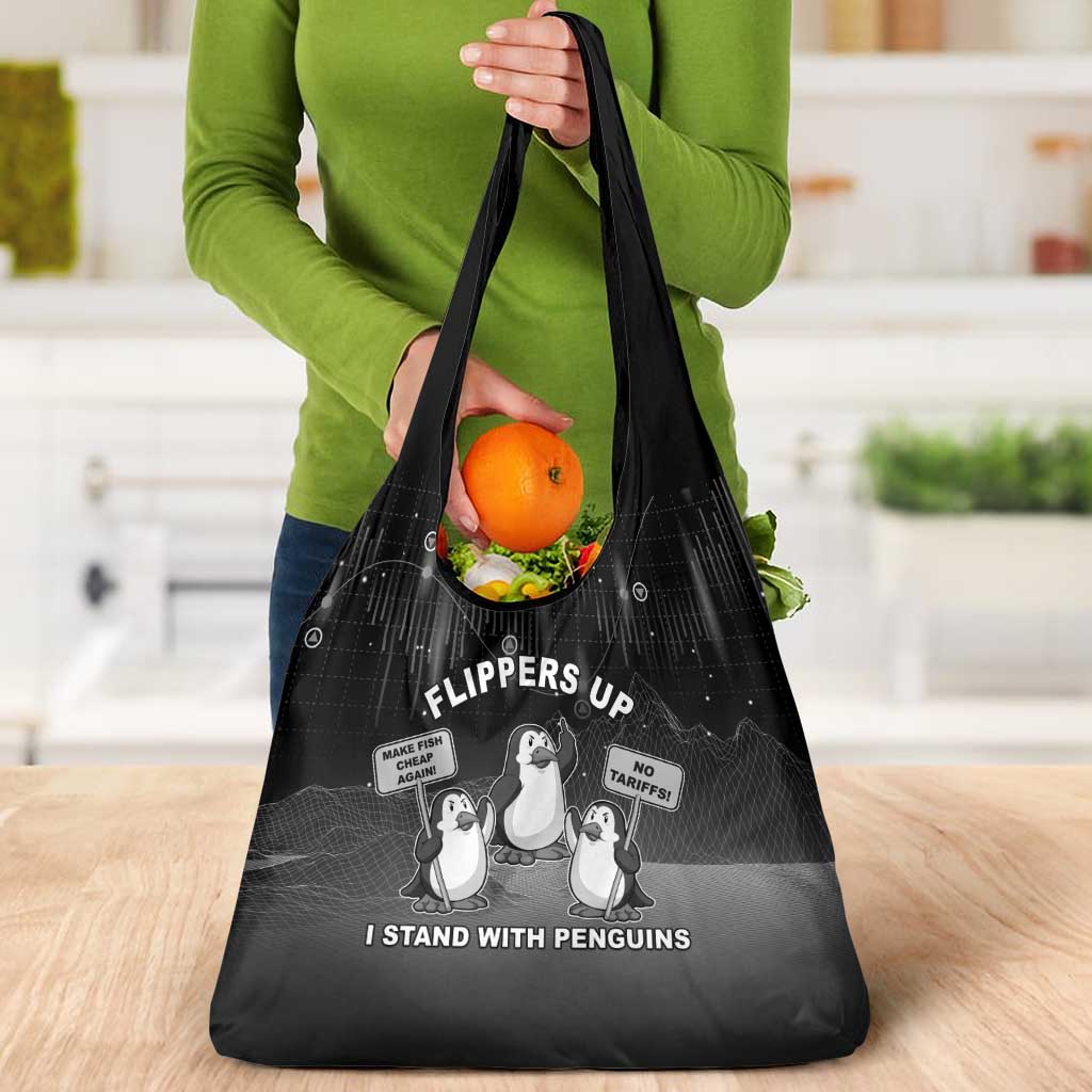 Funny Penguin Resist Grocery Bag Flippers Up I Stand With Penguins