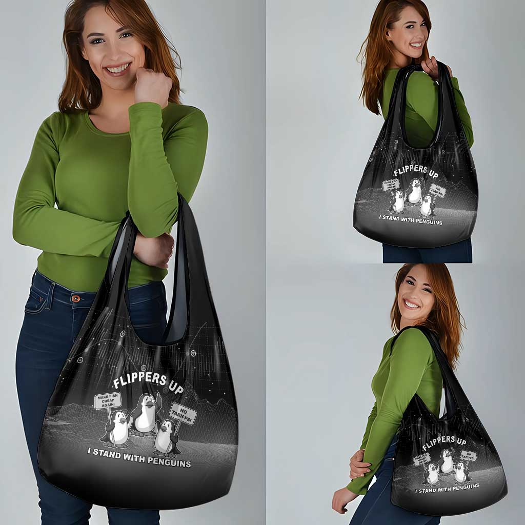 Funny Penguin Resist Grocery Bag Flippers Up I Stand With Penguins