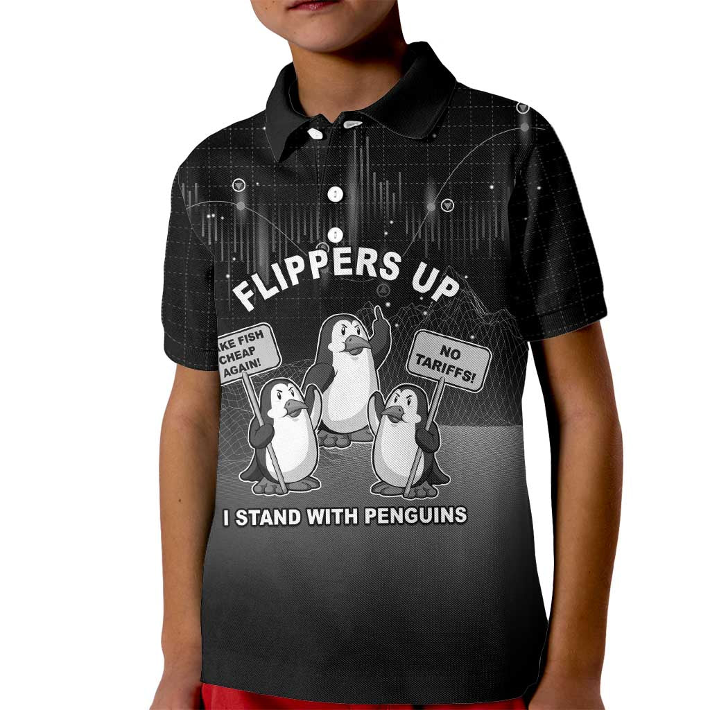 Funny Penguin Resist Kid Polo Shirt Flippers Up I Stand With Penguins