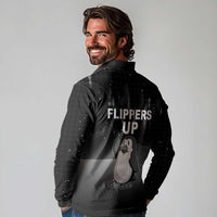 Funny Penguin Resist Long Sleeve Polo Shirt Flippers Up I Stand With Penguins