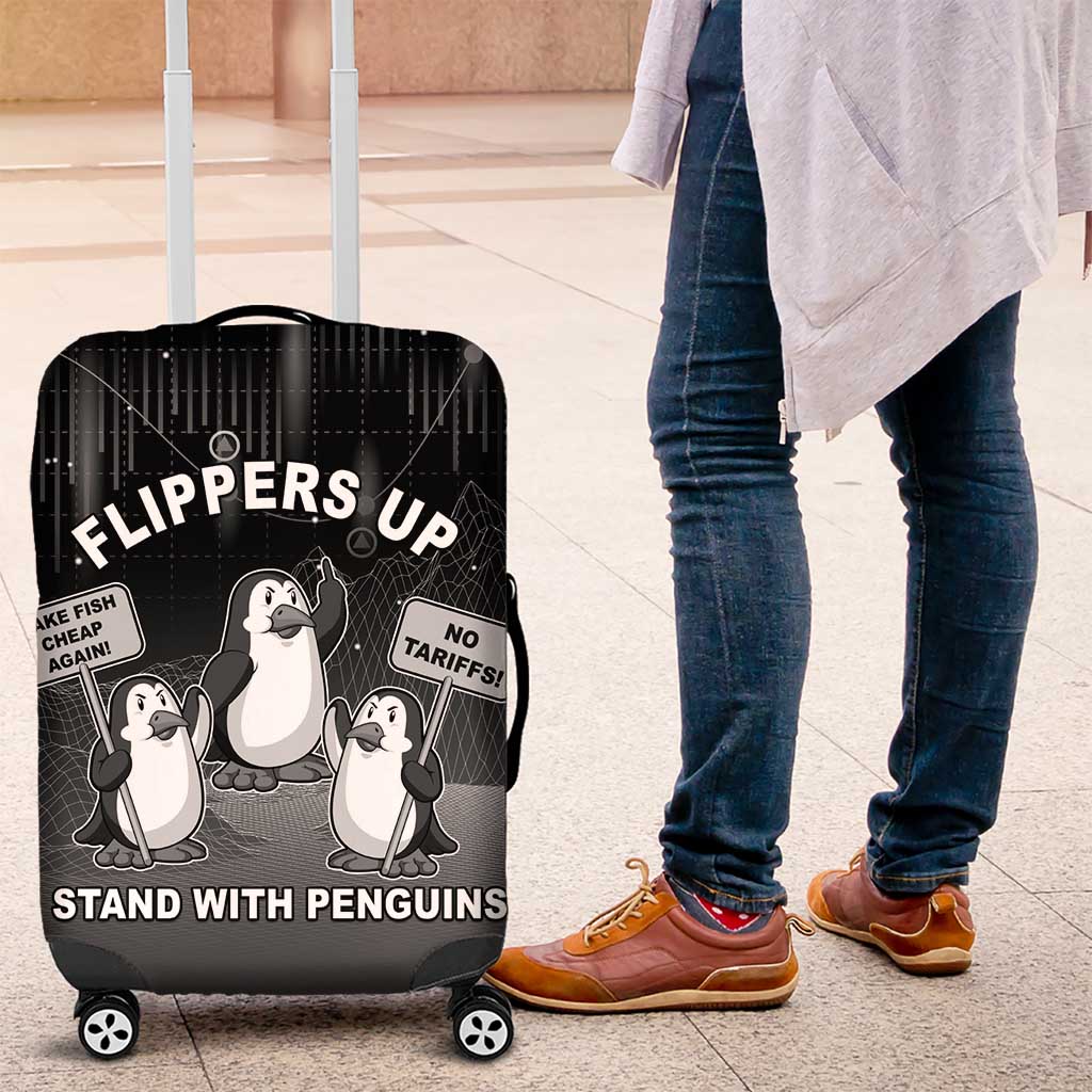 Funny Penguin Resist Luggage Cover Flippers Up I Stand With Penguins