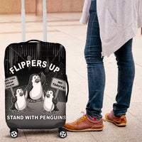Funny Penguin Resist Luggage Cover Flippers Up I Stand With Penguins