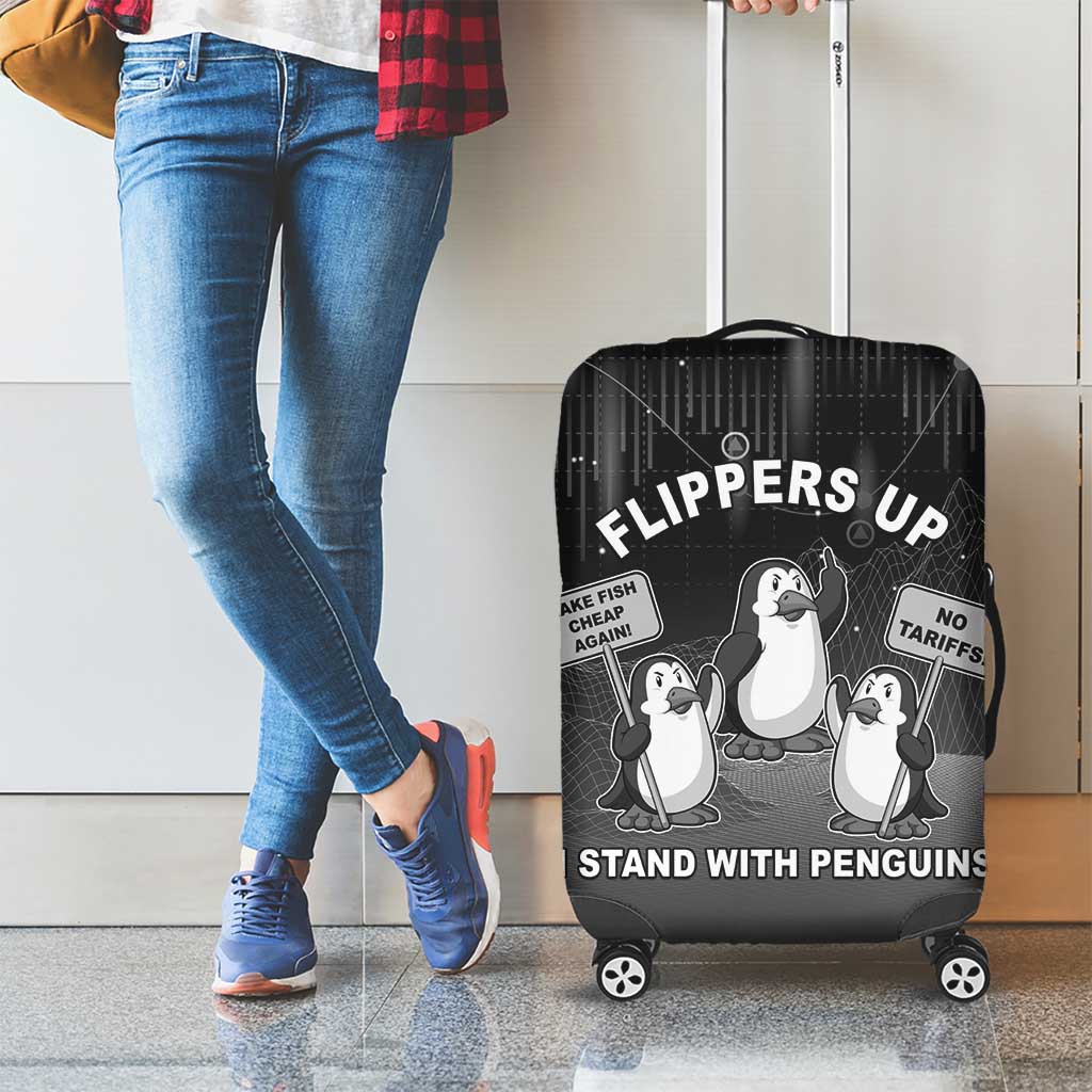 Funny Penguin Resist Luggage Cover Flippers Up I Stand With Penguins