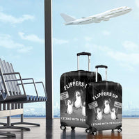 Funny Penguin Resist Luggage Cover Flippers Up I Stand With Penguins