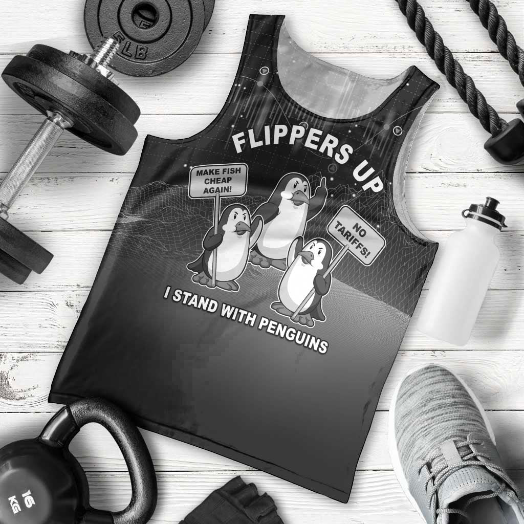 Funny Penguin Resist Men Tank Top Flippers Up I Stand With Penguins