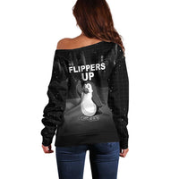 Funny Penguin Resist Off Shoulder Sweater Flippers Up I Stand With Penguins