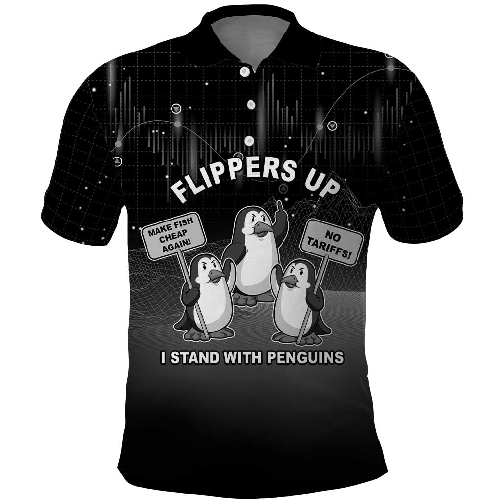 Funny Penguin Resist Polo Shirt Flippers Up I Stand With Penguins